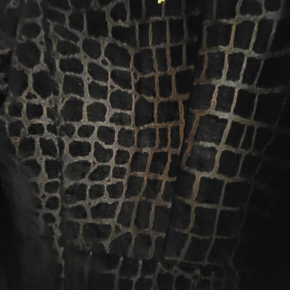 Desigual Black & Brown Textured Faux Croc Button-Down Midi Coat - Size 36 - Picture 3 of 10